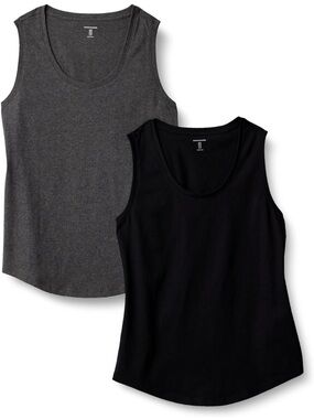 Women’s Scoop Neck Tank Top - Black & Dark Gray (2-Pack)